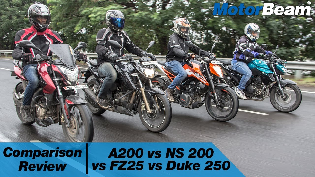 Apache 200 vs Pulsar NS 200 vs Yamaha FZ25 vs KTM Duke 250 - Comparison Review | MotorBeam