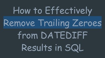 How to Effectively Remove Trailing Zeroes from DATEDIFF Results in SQL