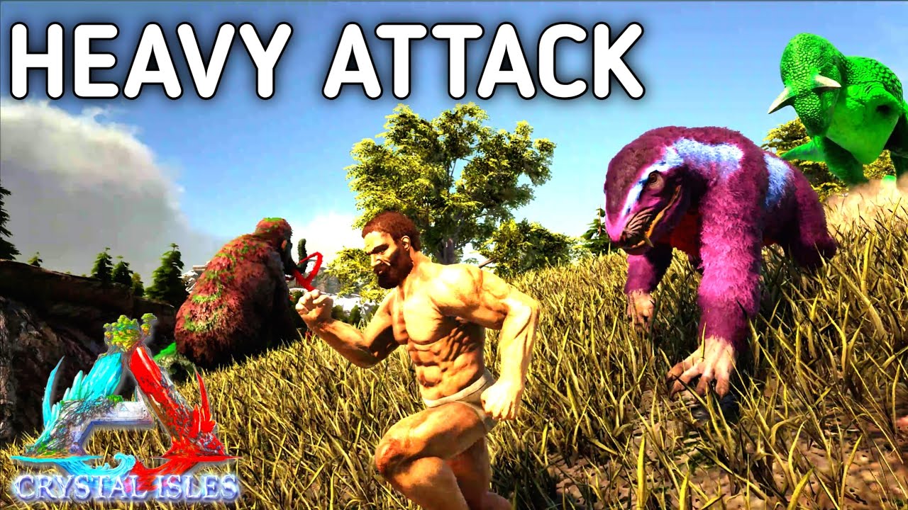 ARK Crystal isles Heavy Dino Attack (Run Run Run) Ark SOLO Ep2 YouTube