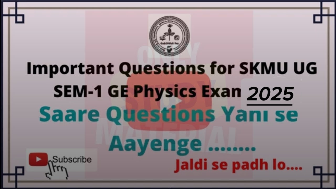 SKMU UG SEM 1 IMPORTANT QUESTIONS - YouTube