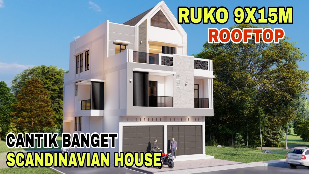 Bikin takjub..Desain ruko 9x15m 3 lantai dengan Rooftop - YouTube