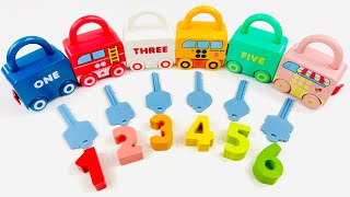 Best Learn Vehicles and Numbers | Locks with Matching Keys | Preschool Toddler Toy Learning Video