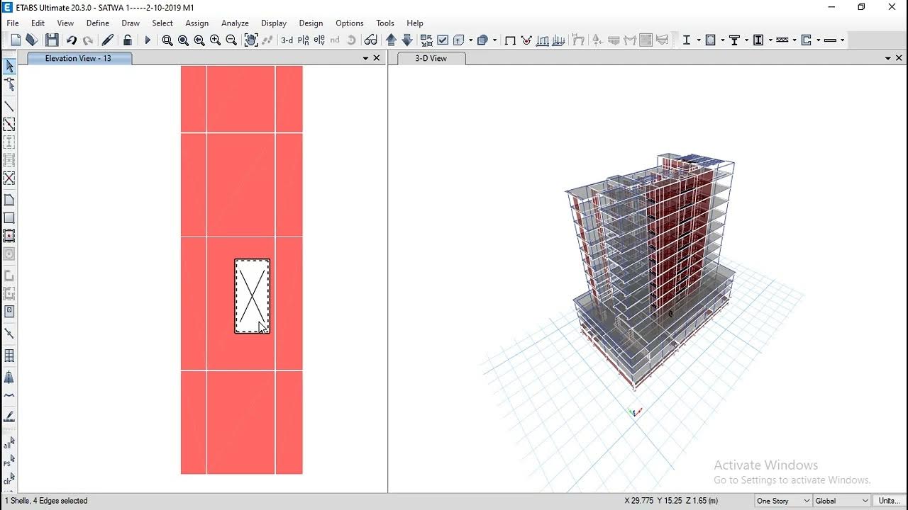 EASY METHOD TO OPEN IN SHEAR WALLS IN ETABS YouTube