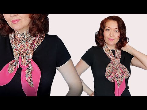 How to wear a Louis Vuitton silk square scarf - tutorial 4 easy ways to wear  around your neck 