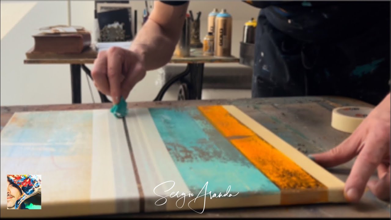 ABSTRACT ART TUTORIAL DEMO EASY WITH ACRYLICS STEP BY STEP / GOLD