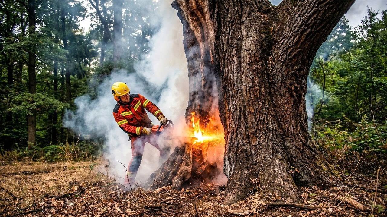 Extreme Chainsaw Skills: Most Dangerous Tree Cutting | MONSTER Stump ...