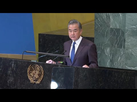 Chinese foreign minister wang yi addresses united nations general assembly