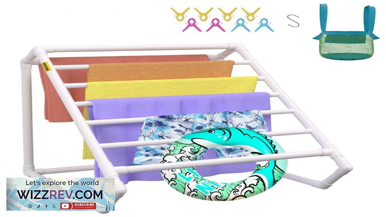 VEVOR Pool Towel Rack 8 Bar White Freestanding Outdoor PVC Triangular Poolside