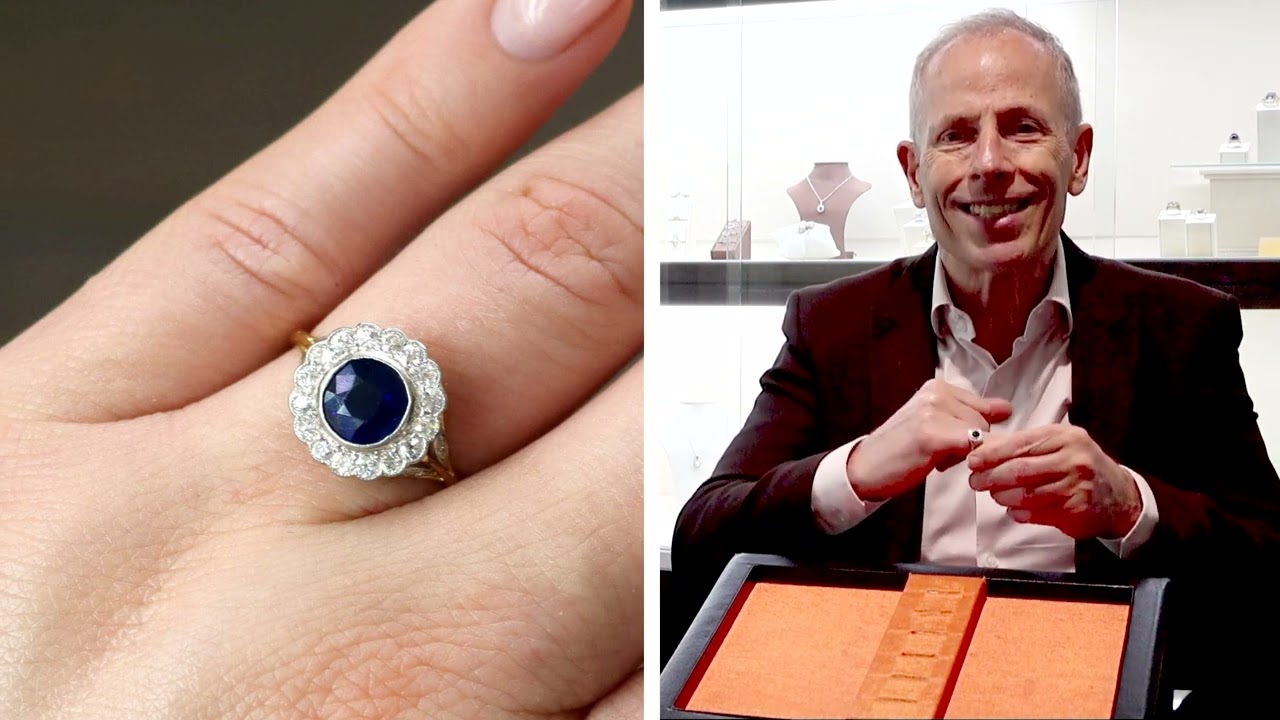 1.20ct Basaltic Sapphire and 0.54ct Diamond, 18ct Yellow Gold Ring - Antique Circa 1935 - C9149