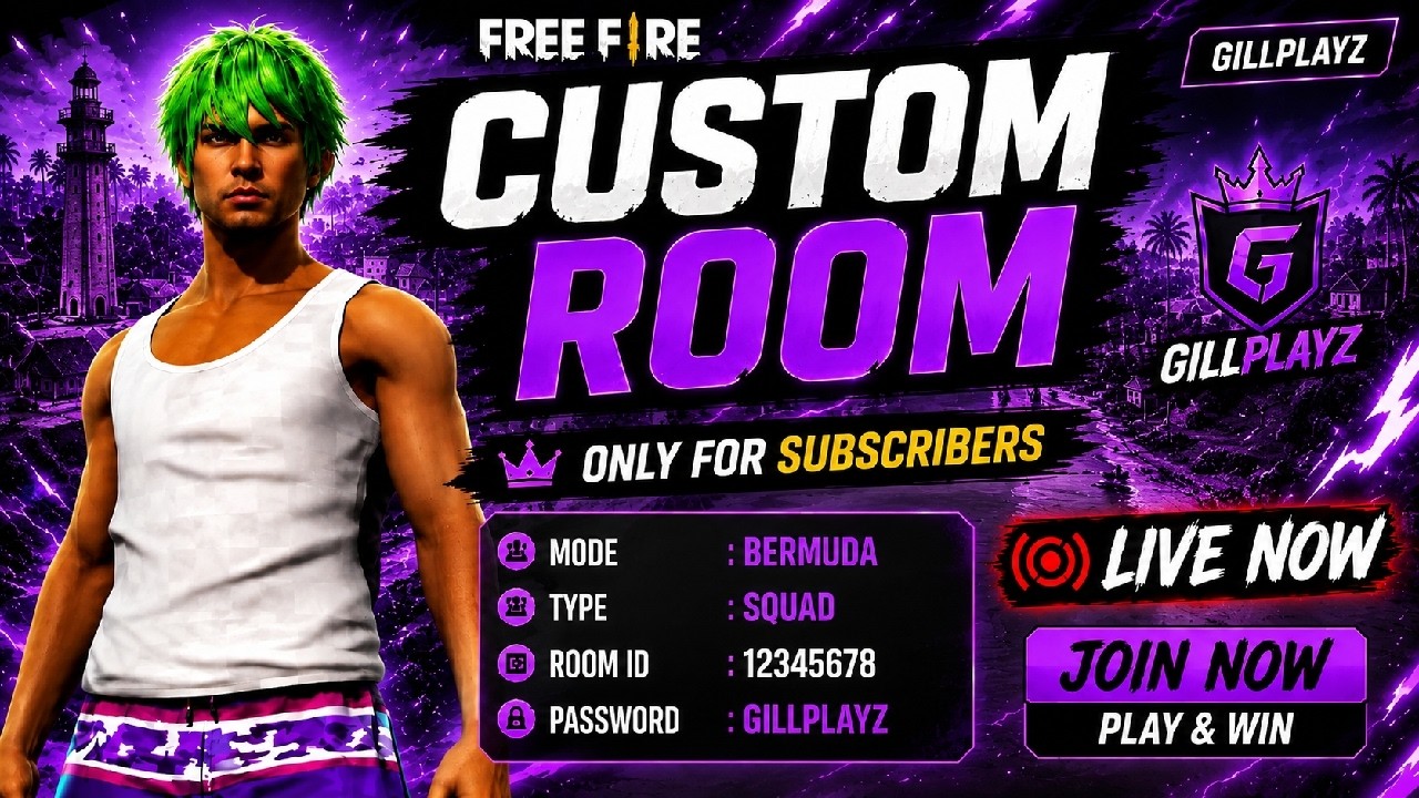 🔴Live Free Fire Only Custom Room 🔥 Giveaway Room | Gill Playz #freefireindia​ #garenafreefire​