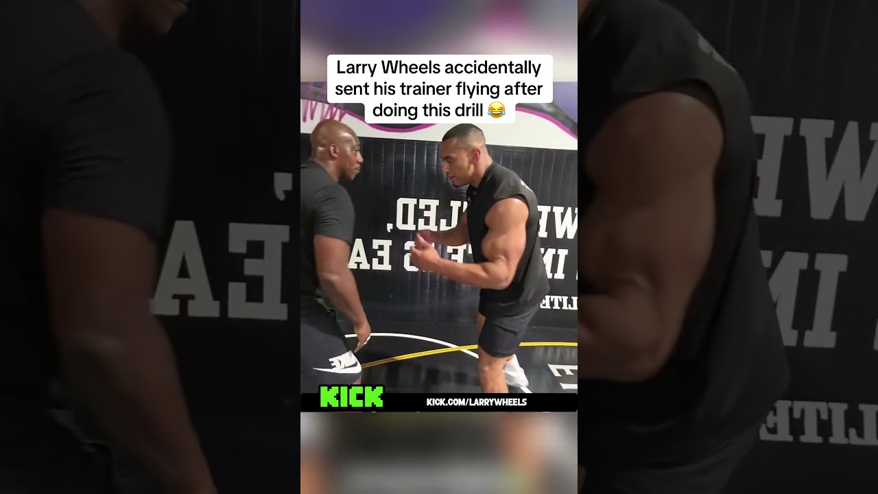 Larry Wheels accidentally sent his trainer flying after doing this drill❤️‍🩹💀#kick #larrywheels