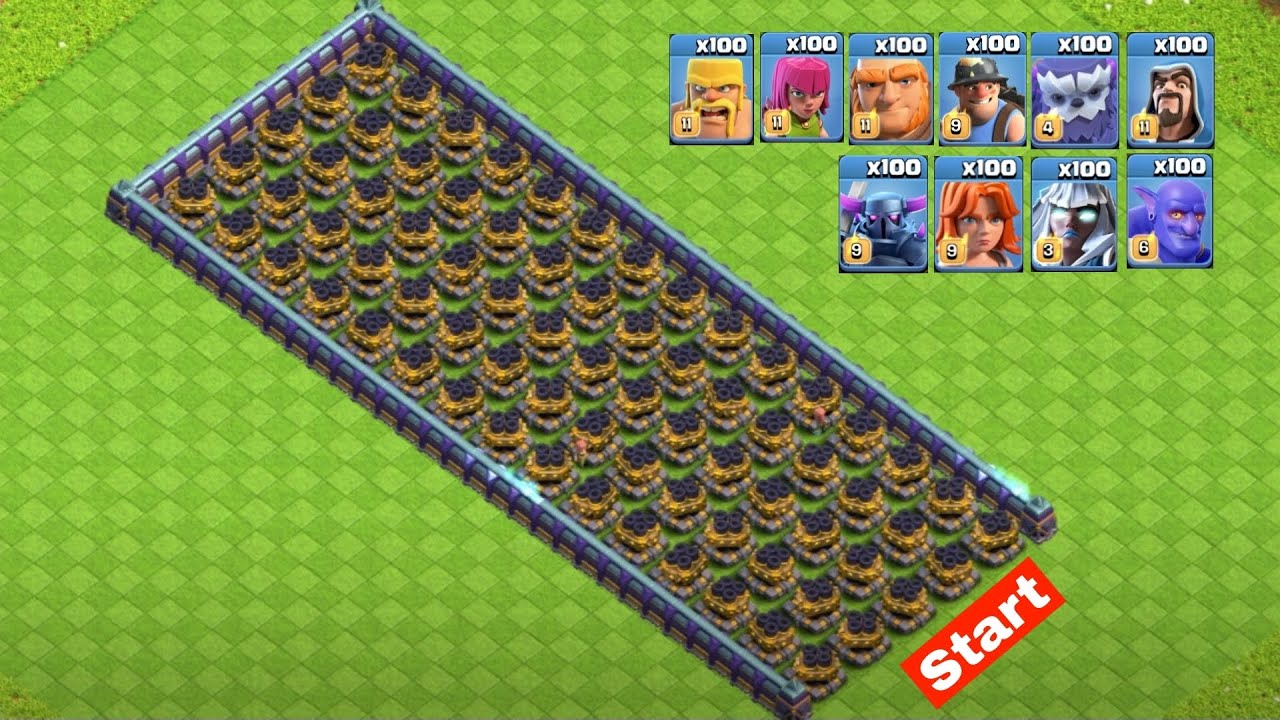 100x Troops Vs Multi Mortar Max Base Formation Clan Capital Clash Of