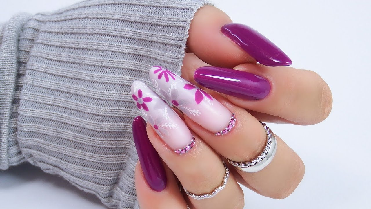 purple flowers nails / Collab / Nails Company YouTube