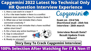 Good News for All, Capgemini 2022 Latest Interview Experience No TR Only HR Round Very Easy to Crack