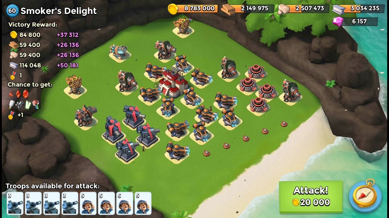 "SMOKER'S DELIGHT" LVL 60 TMED NO LOSS Boom Beach YouTube