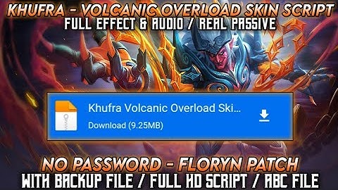 Khufra Volcanic Overload Skin Script || Replace Default & Normal Skin || With Backup File || No Pw