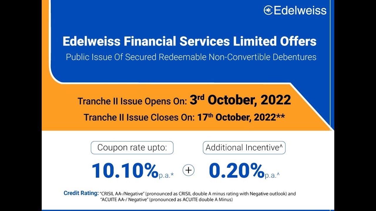 Edelweiss NCD - 10.10% Coupon rate Issue 3rd Oct - 17th Oct | Best Debt Investment | Pivottrading