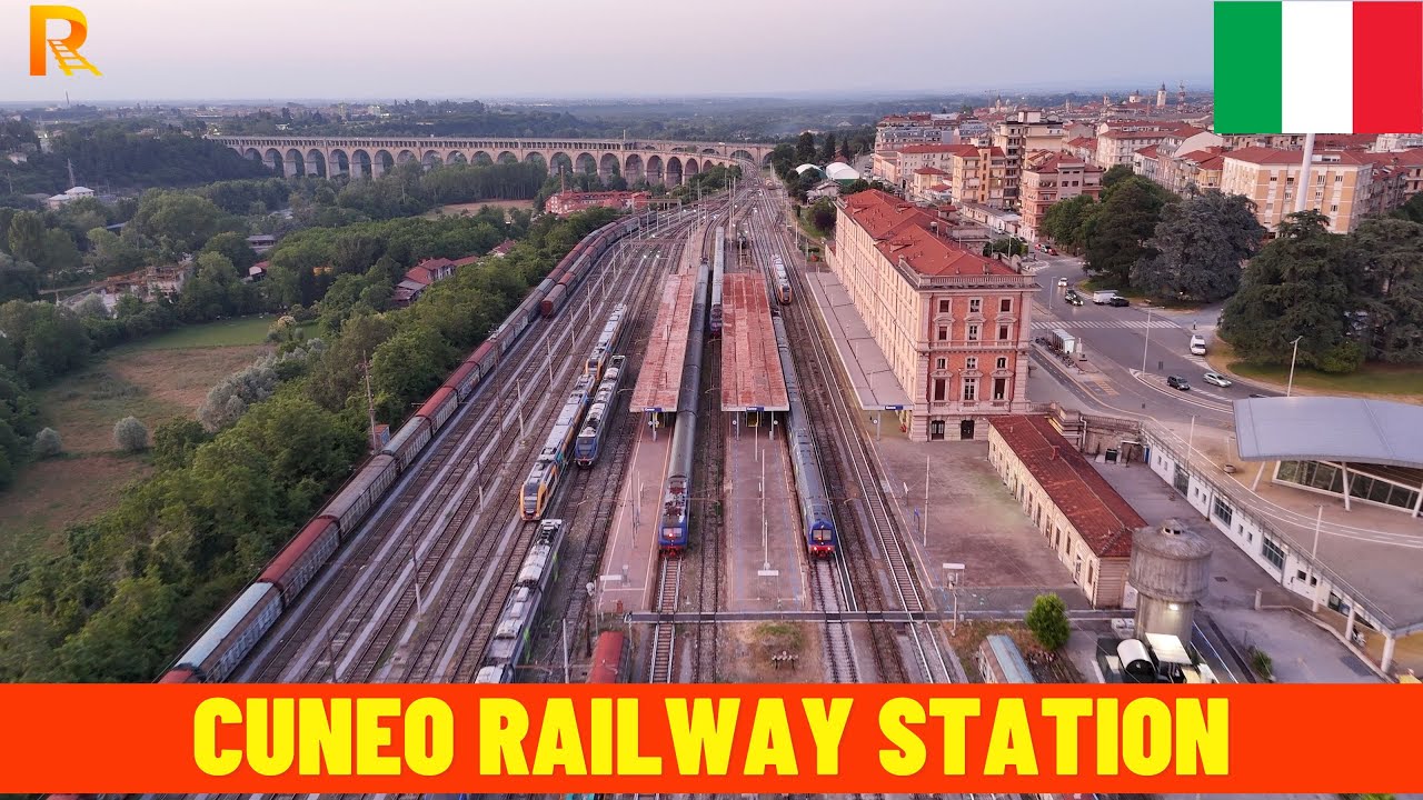 4 K Cuneo Railway Station (Piemonte, Italy) & Viadotto Soleri • Aerial Views | Drone Footage