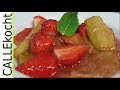 Erfrischender Rhabarberkompott mit Erdbeeren selber kochen - Omas Rezept