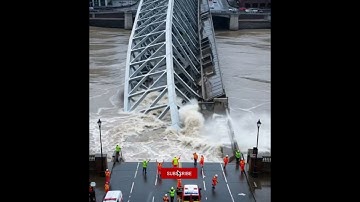 Bridge Collapses in Seconds! 😱 Flood Destroys Everything #disaster #aiart #realityai #viral