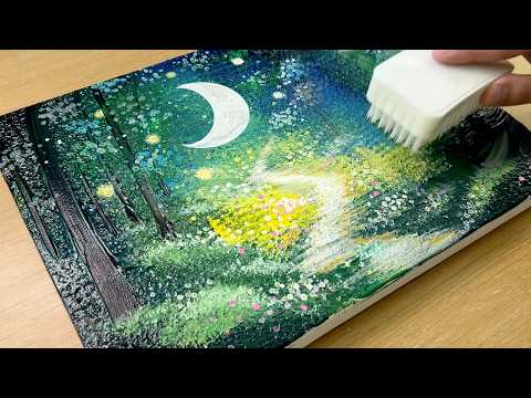 Acrylic Painting Under Moonlight (Easy & Simple)