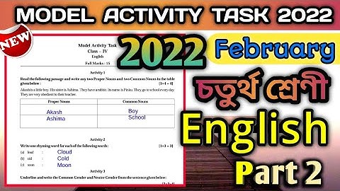 Class 4 English Model Activity Task February 2022 || Gk With kiron activity task part 2