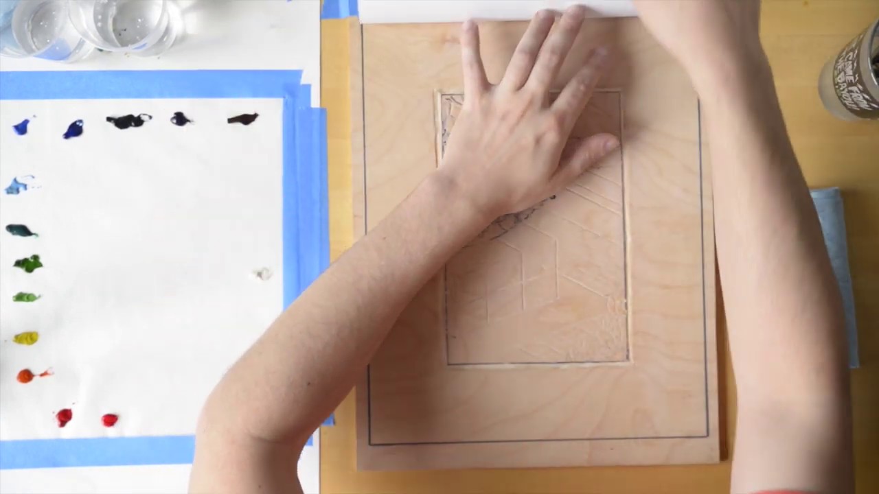 White Line Woodblock Printing: Printmaking at Home with no Press