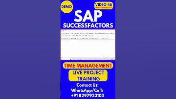 SAP SuccessFactors Time Management Training Online Class 46 25th Aug 2025 #sapsuccessfactorstraining