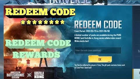 PUBG REDEEM CODE Godzilla Vs Kong