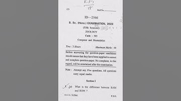 Bsc Zoology Hons Examination sem-5 IComputer and Biostatistics| #bsc#zoology #computer#biostatistics