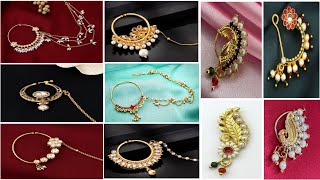 Latest Bridal Gold Nose Pin Nathiya Designs 2023 | New Gold Nose Pin Designs| Nose Ring collection |