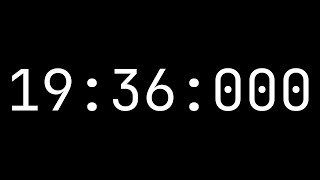 Countdown timer 19 minutes, 36 seconds [19:36:000] - White on black with milliseconds