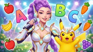 Rumi x Pikachu ABC Song ⚡ | Learn Letters, Fruits & Veggies | Kids Learning Music