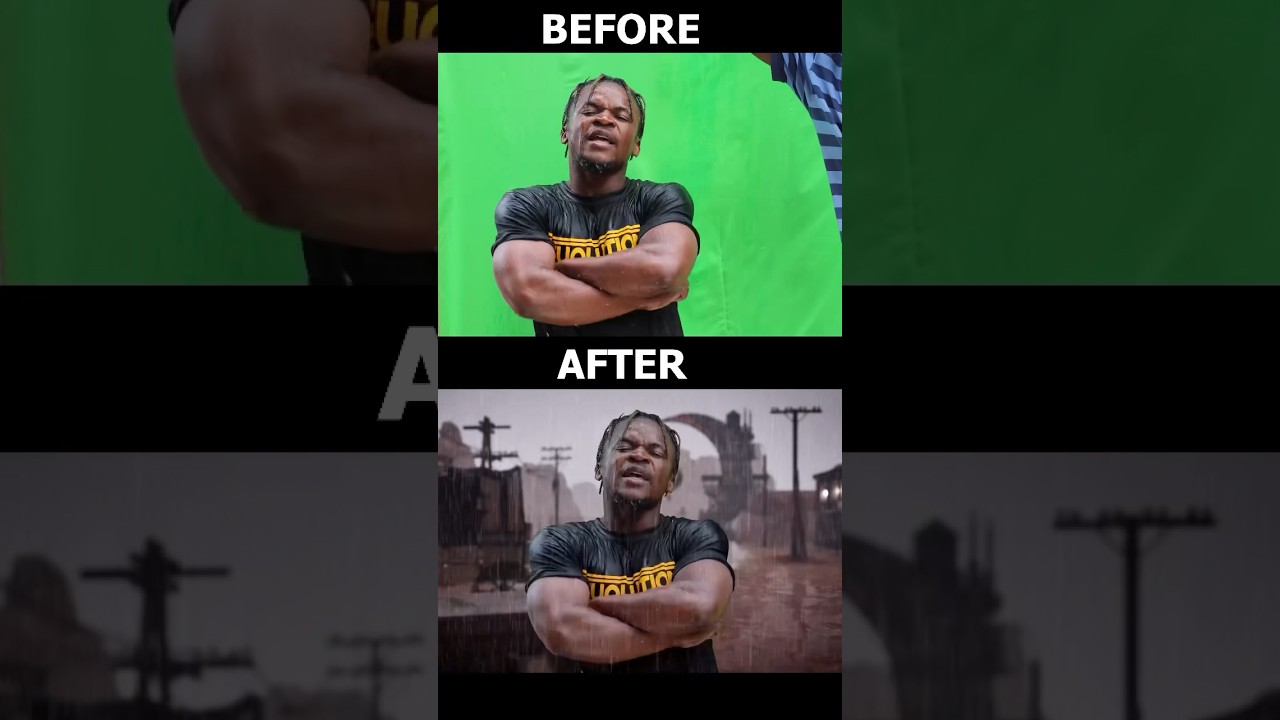 Before and after green screen rain effect made in ue5