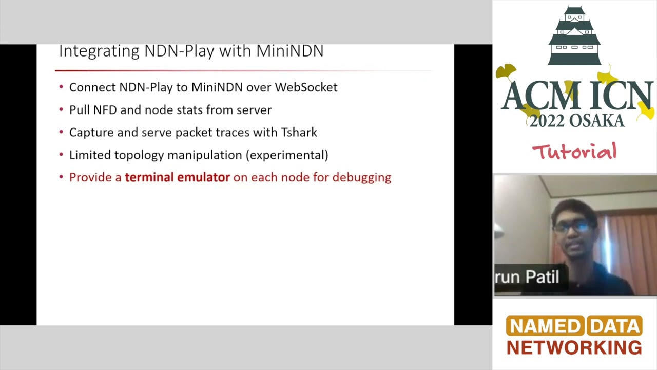 Mini-NDN GUI with NDN-Play (Varun Patil) // NDN Tutorial @ ACM ICN 2022