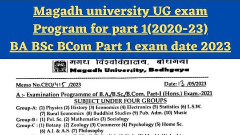 #Magadh University 2020-23 Part 1 Exam routine/MU Part1 Exam Date जारी/MU PART 1EXAM PROGRAME 2023