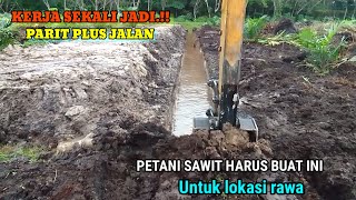 Lahan sawit rawa gambut harus di buat parit dan jalan agar sawit semakin sempurna