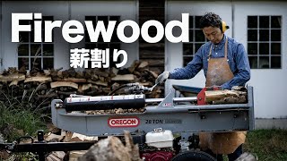 Chopping firewood   大量の薪割り