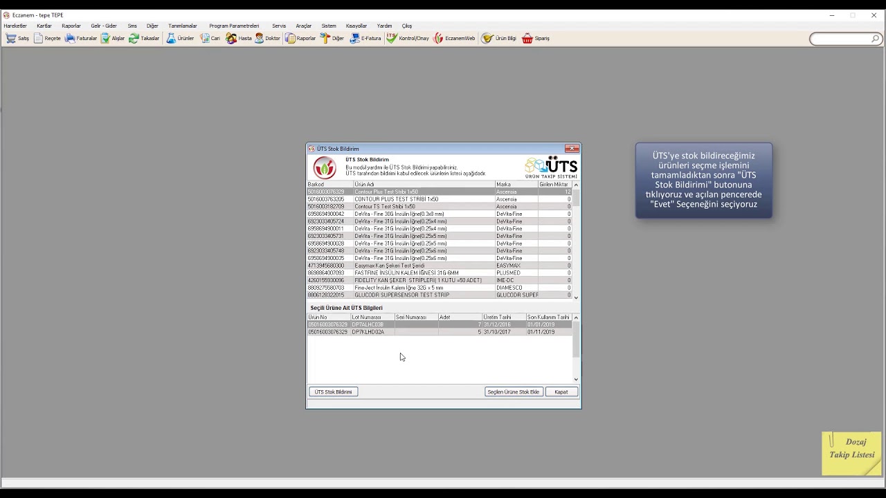 Eczanem - ÜTS Stok Bildirimi
