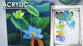 Acrylic Painting : Lotus Flowers | step by step