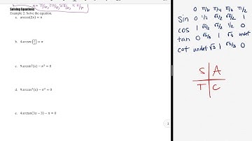 Math 1060 - 6.2 Solving Single Inverse Trig Functions