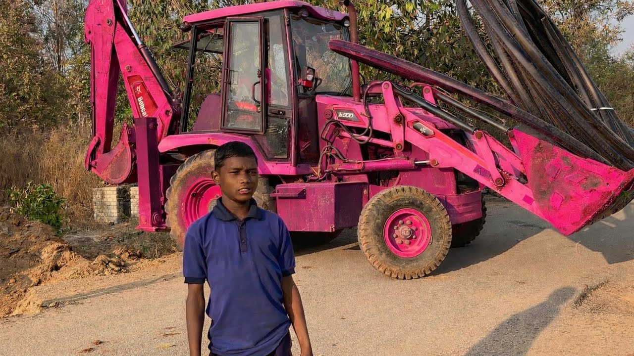 JCB 3DX Backhoe Machine Working In Village For Water Pipe Line Work | Jcb Dozer Cartoon | Jcb Planet