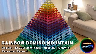 RAINBOW DOMINO MOUNTAIN - 25x25 - 10,700 Dominoes - New 3D Pyramid Personal Record! [4K60]