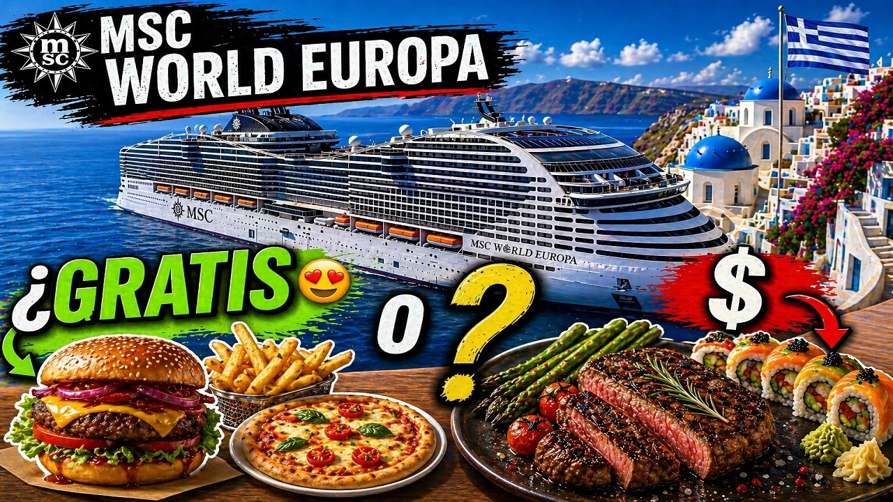 MSC World Europa: TODA la COMIDA 🍽️ ¿Qué es GRATIS y qué no?