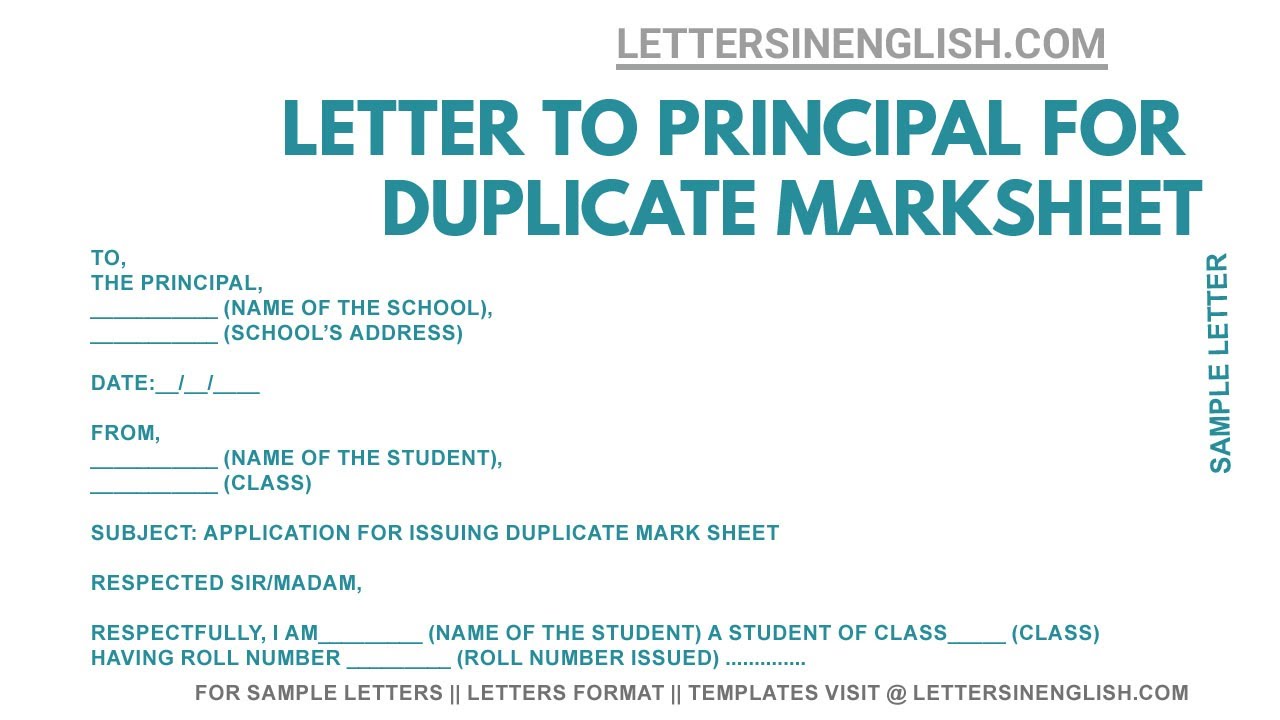 how to write application letter for duplicate certificate