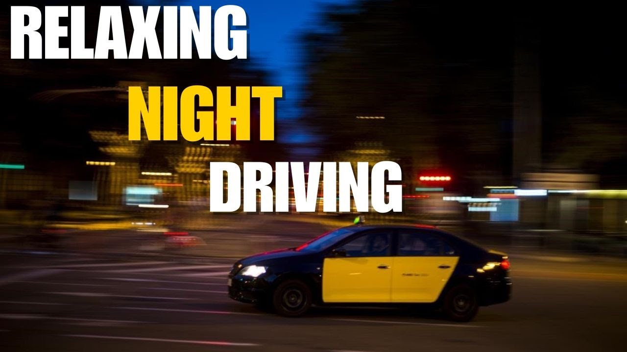 Relaxing Taxi Drive Through Barcelona at Night