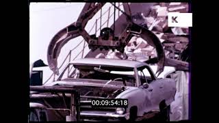 Scrap Yard, Used Cars, 1970s USA, HD from 16mm