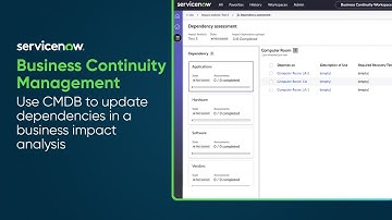Business Continuity Management | Use CMDB to update dependencies in a business impact analysis