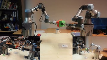 Synchronized UR3-UR3e robot collaboration