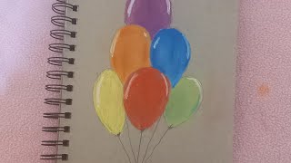 3D Balloons 🎈  drawing and colouring using soft pastel screenshot 3